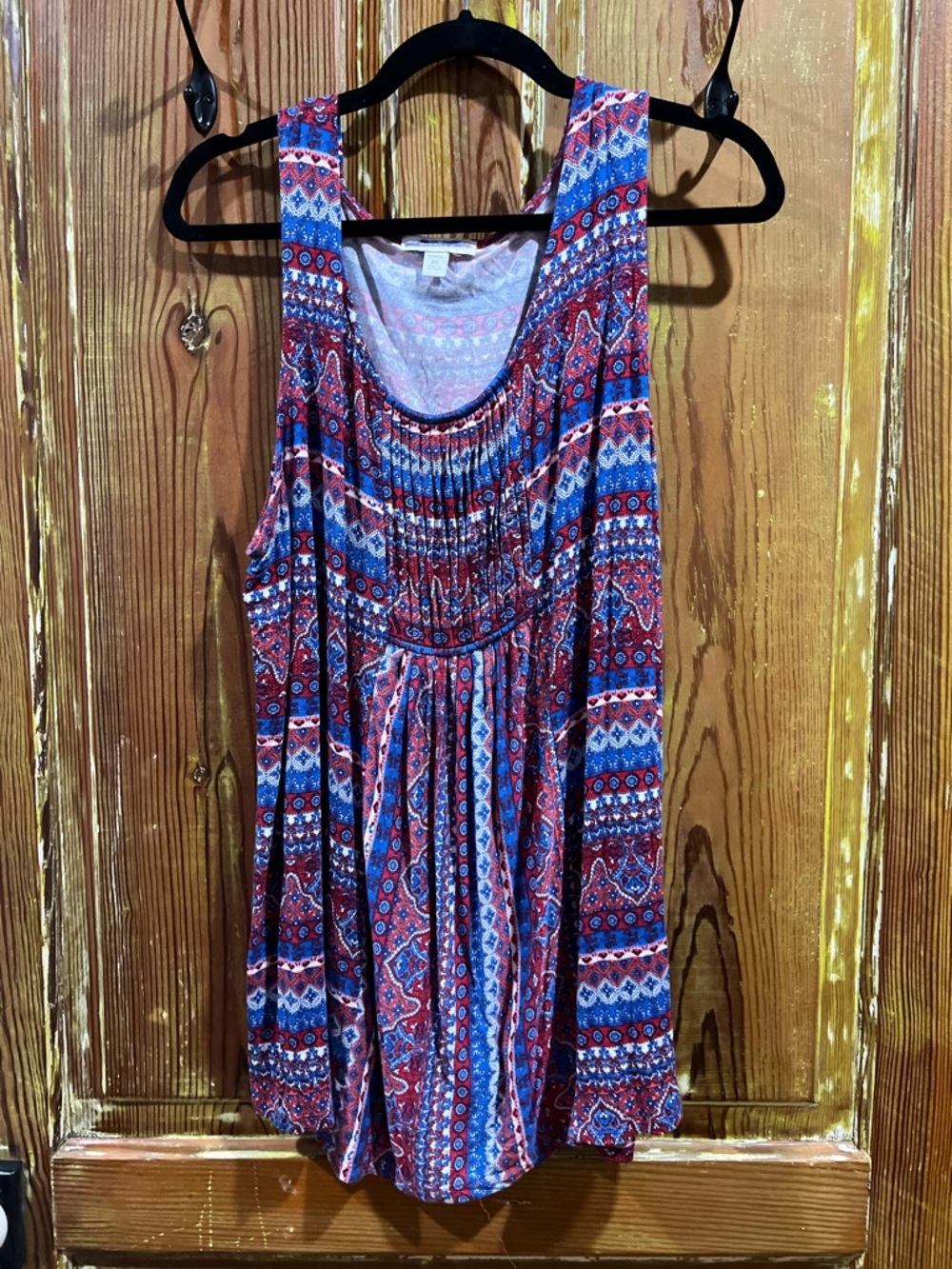 Sleeveless Top in Red, White & Blue Print